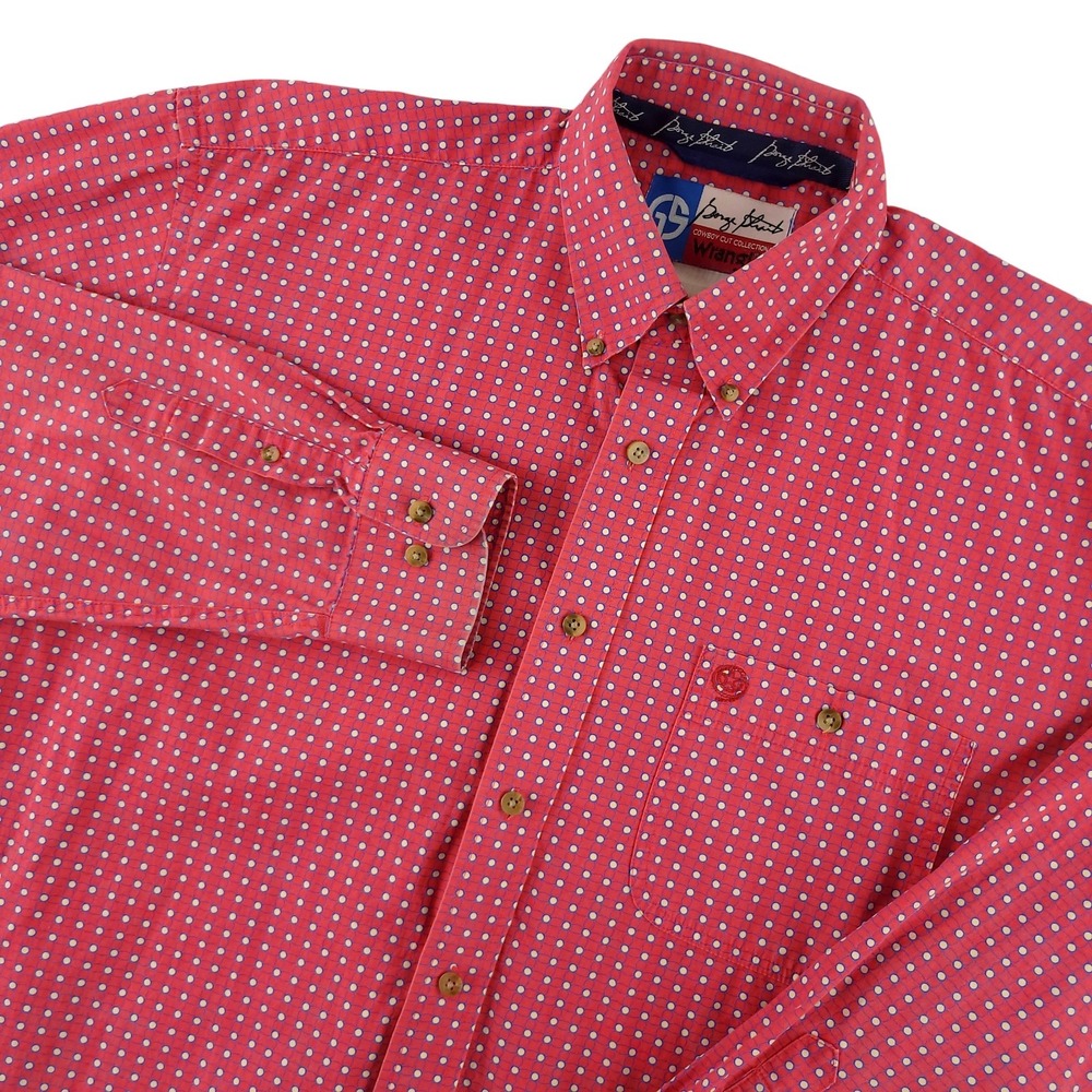 Wrangler George Strait Shirt Mens XL Red Geo Long Sleeve Button Down Western